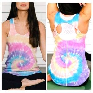 ZYIA tie die Hendrix twist shoulder limited edition athletic tank top